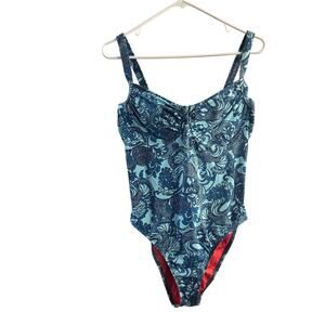 NWT Title Nine Paisley Padded Underwired One Piece Swimsuit Large Made In USA